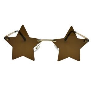 6077 | Brown Rimless Star Novelty Sunglasses